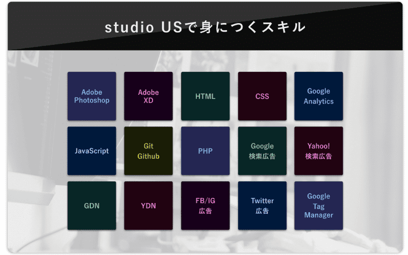 Studio US(スタジオアス)：身につくスキル